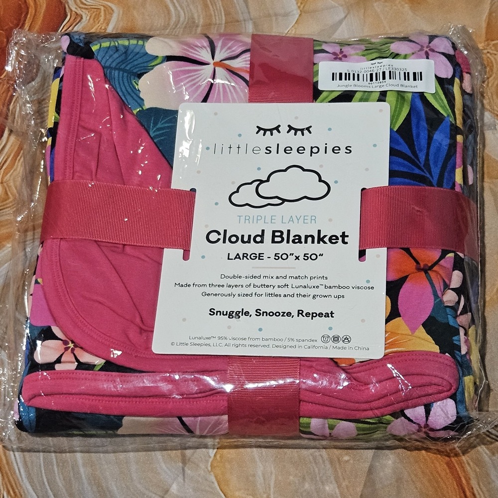 Little Sleepies Jungle Bloom Cloud Blanket Large 50x50 Triple Layer NIB Floral